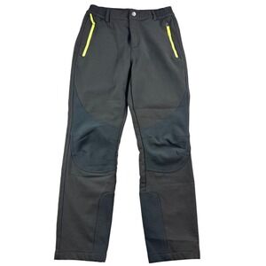 Outdoor Sports Pants Men S Black Reinforced Knees Fleece Lined Zip Pockets